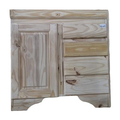 bajo mesada de pino 80x80x55 derecho 1 puerta 4 cajones