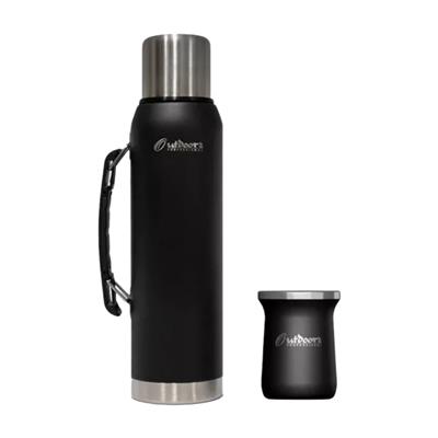 termo outdoors 1 lts + mate c/bombilla negro