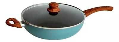 wok carol aluminio c/antiad tapa vidrio vaporera